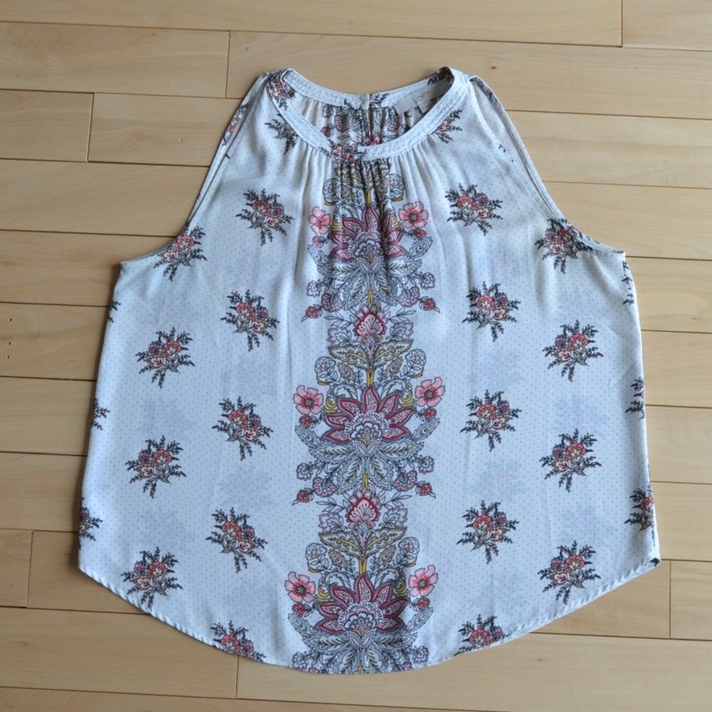 LOFT Sleeveless Blouse Top Size Medium Retro Floral